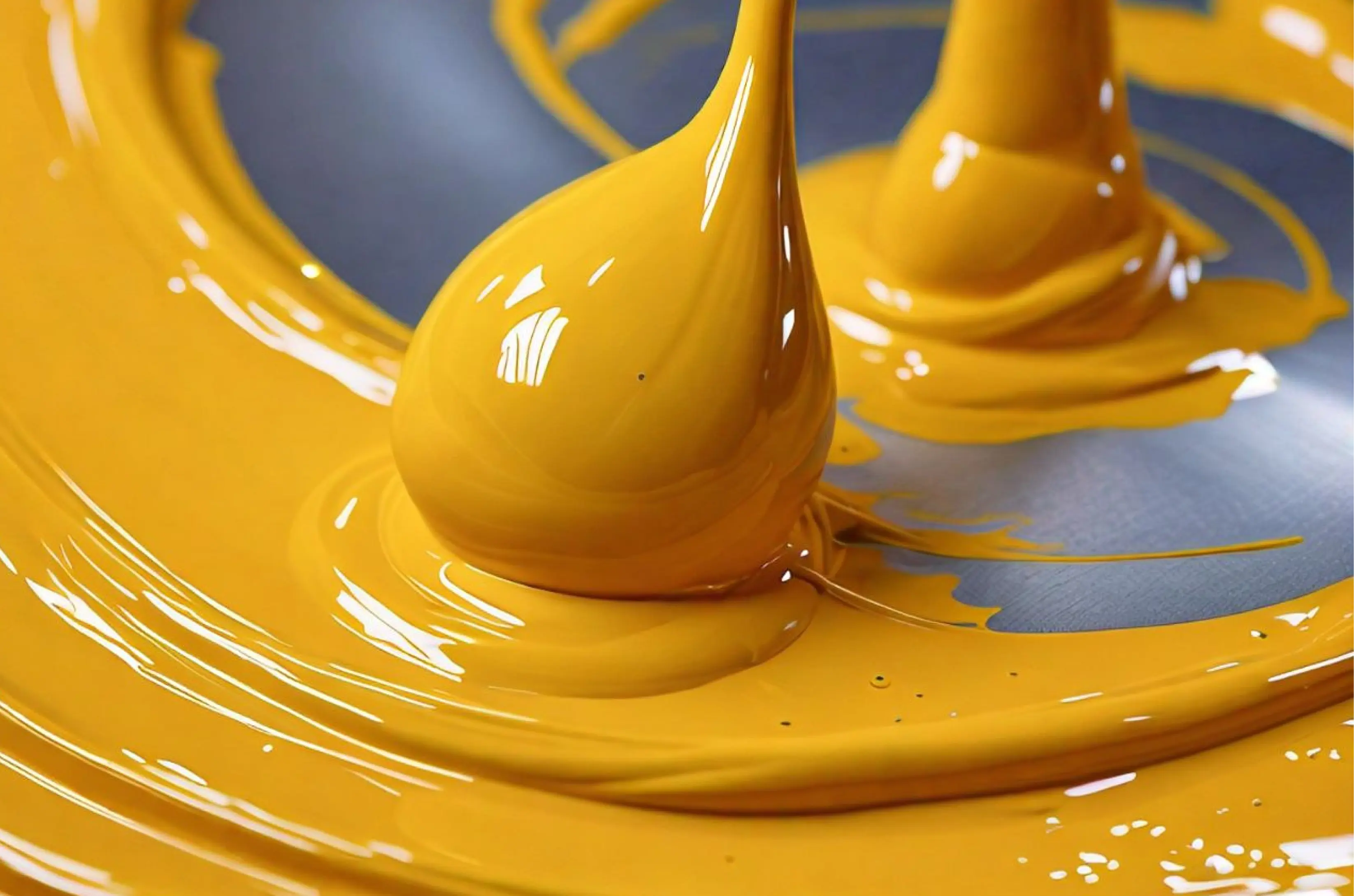 Thick yellow epoxy paint being poured